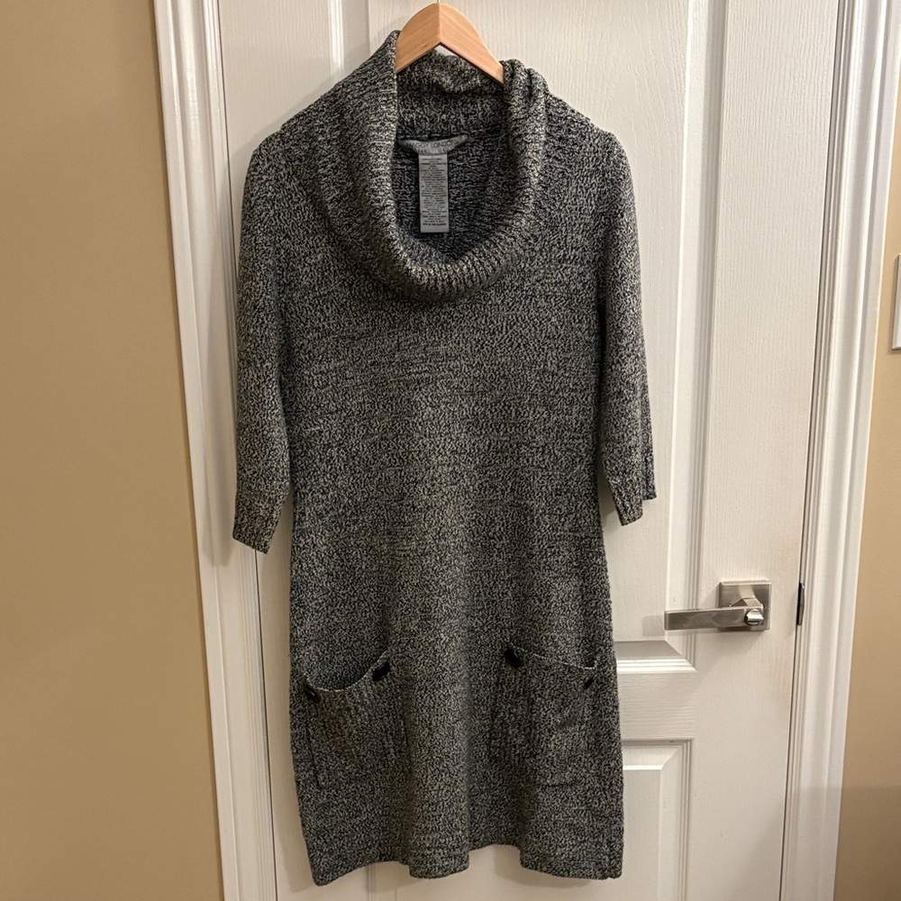 Maggy London Charcoal Cowl Neck Sweater Dress